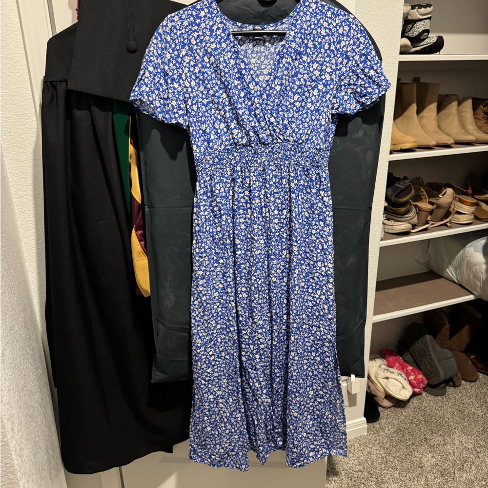 Floral Blue Midi Dress